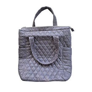 Roberto Coin Gray Diamond Quilted Nylon Tote Bag